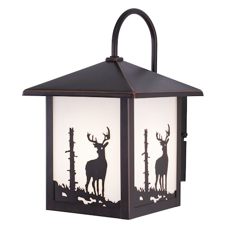 Vaxcel Bryce 1 Light Bronze Rustic Deer Tree Outdoor Wall Lantern White Glass OW33583BBZ